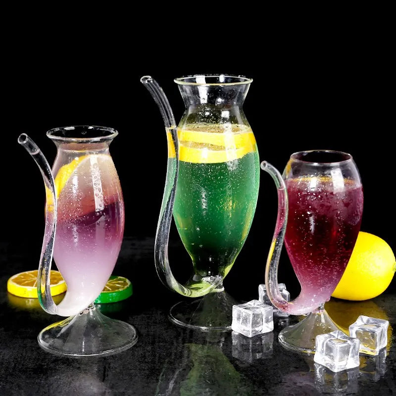 HOT SALE Wine Whiskey Glass Heat Resistant Sucking Juice Milk Drinking Tube Straw Cup creative wine glass high quality glass cup