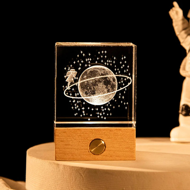 Astronomy Galaxy 3D Crystal Ball Table Lamp Moon Planet Galaxy Decor for Home Children's Table Lamp Party Birthday Xmas