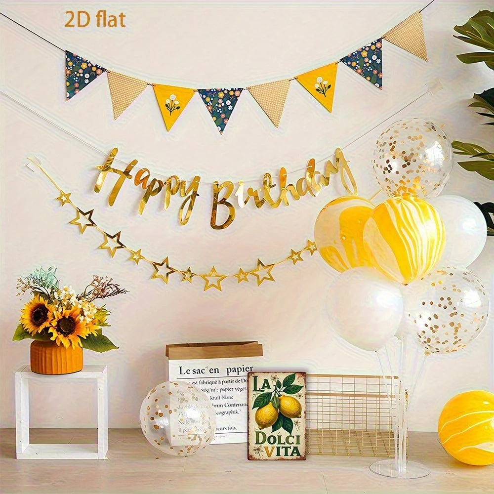 2D Flat, 1pc Vintage Italian-Inspired Amalfi Lemon& Flower Metal Tin Wall Art- Rustic 19.81cm x 29.97cm Indoor/Outdoor Decor wit