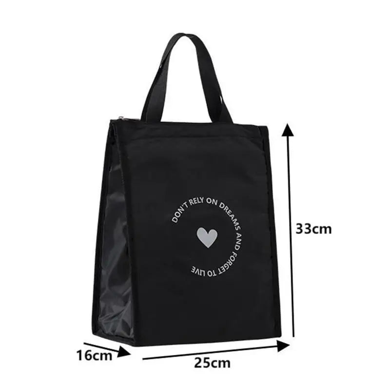 Simple Style Heart Pattern Insulated Lunch Bag Durable Bento Pouch Thermal Lunch Box Tote Cooler Bag Lunch Container
