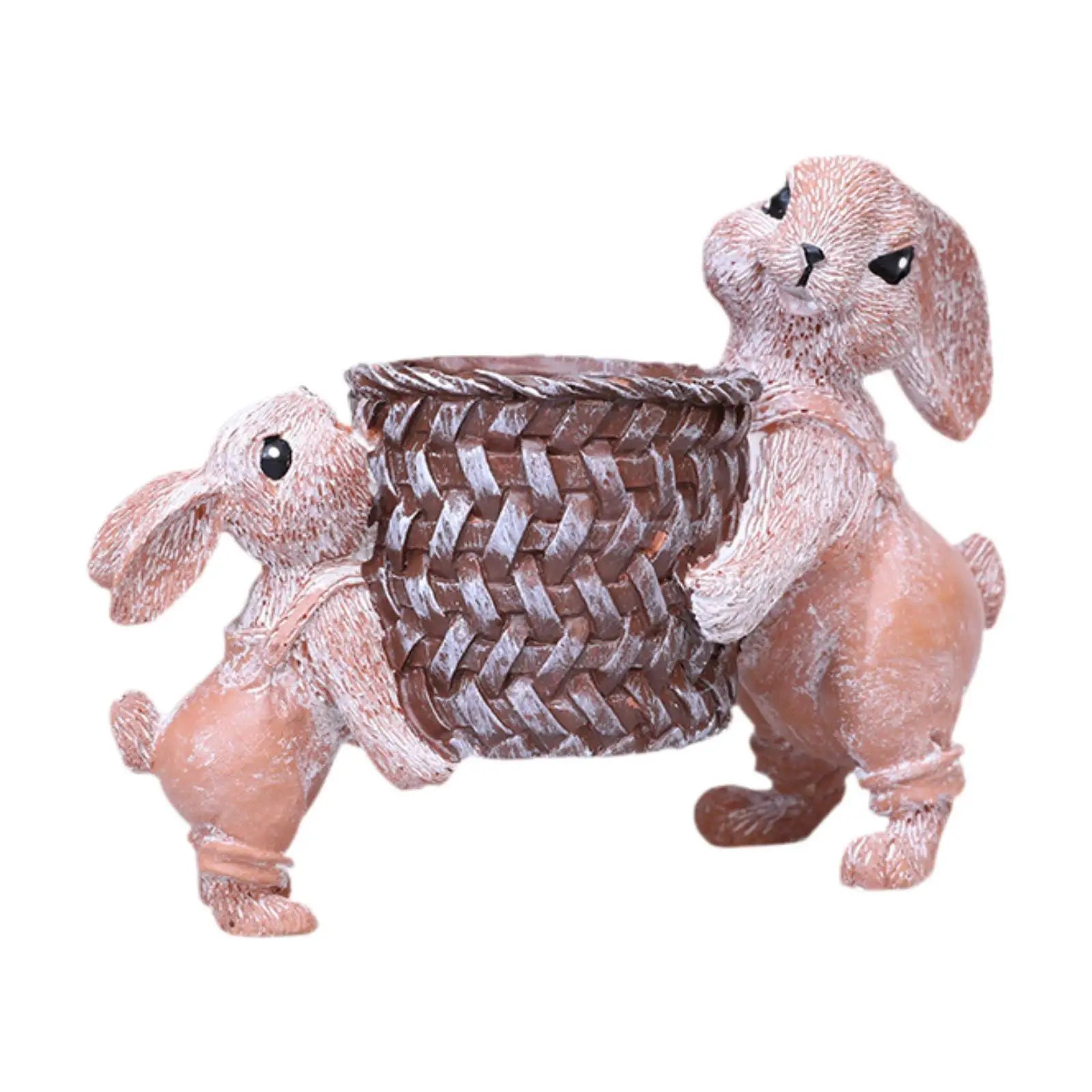 Easter Basket Table Ornament Planter Bunny Figurine for Flowerbed Home Yard