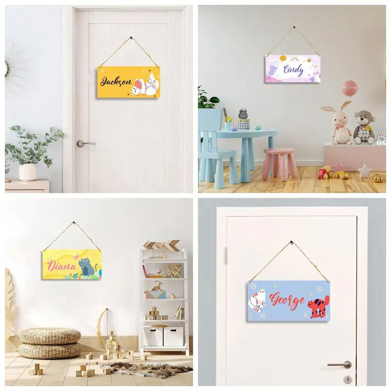 1 pc cute cat Customized Name Hanging Plaque Garden Plaque Wall Art Decor For Bedroom Decor