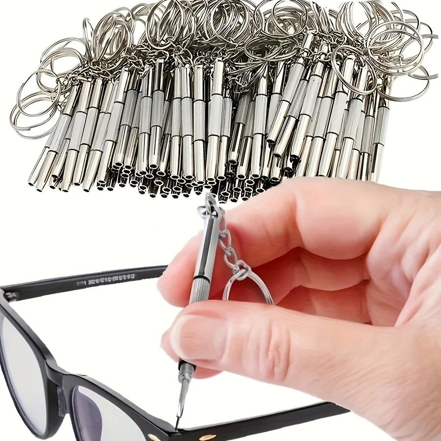 10pcs Precision Eyeglass Screwdriver Set, Steel Glasses Repair Tool Kit, with Keychain for Watch & Glasses Repair Handyman Tools