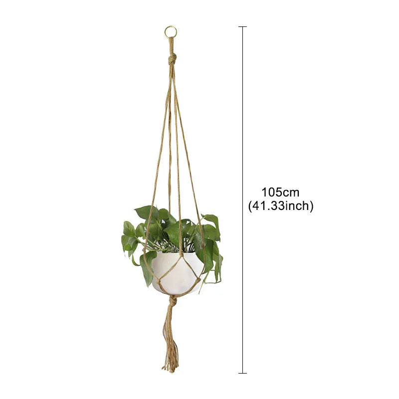 Handmade Flower Hanging Pot Rope Net Macrame Plant Hanger Flower Pot for Home Wall Decoration Courtyard Garden Planter Basket