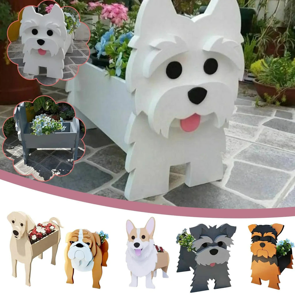 Cute Animal DIY Flower Planter PVC Pet Dog Potted Garden Yard Decoration Plant Container Holder Decor Garden Flower Pots  Orname