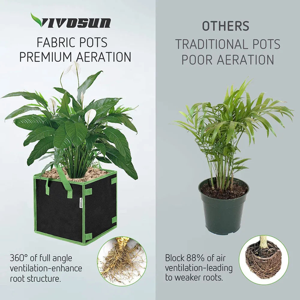 4/5/7/10 Gallon Non-woven Fabric Growing Bags Vegetable Flower Potato Pouch Root Container Garden Square Pots Planters Supplies