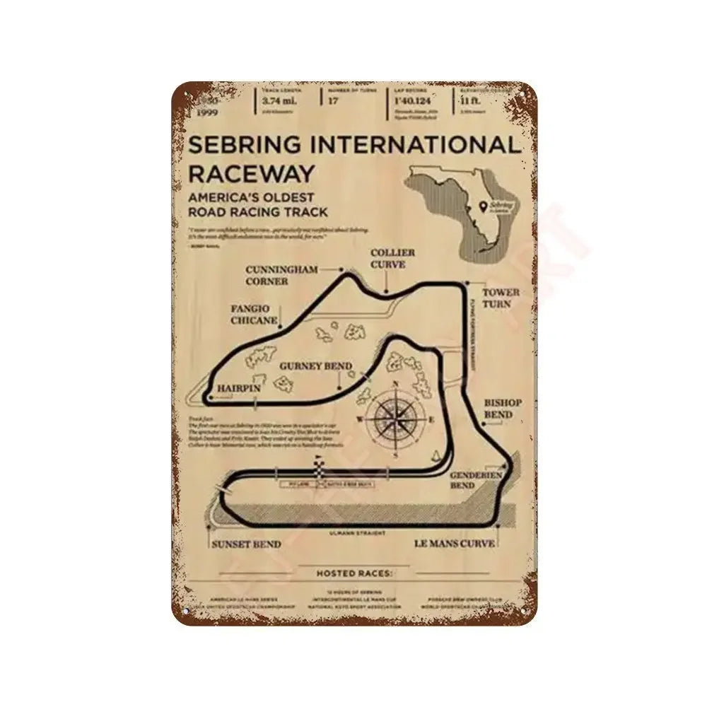 Vintage F1 Formula Racer Poster Metal Tin Sign Plaque Aesthetics Racing Monaco Grand Prix Circuit Track Wall Art Home Room Decor