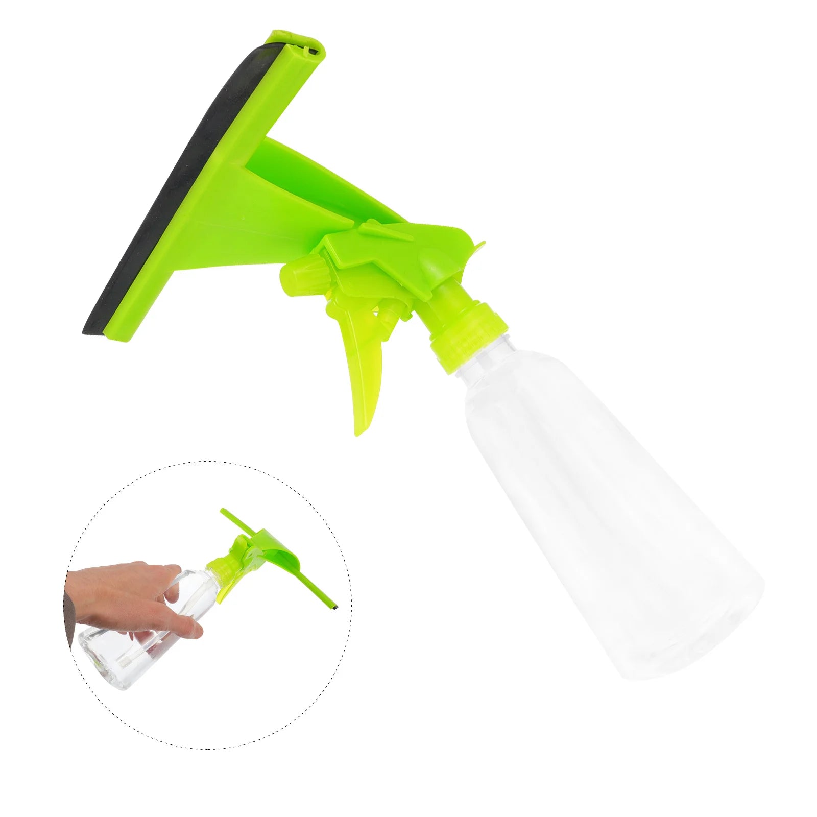 Multipurpose Window Squeegee Cleaner Green Detachable Sprayer Handheld Window Wiper for Bathroom Kitchen Tiles Streak Free