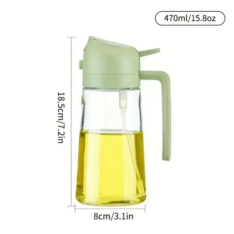 470ml 2 in1 Glass Oil Sprayer and Dispenser with Fine Mist Nozzle for Cooking Baking BBQ Air Fryer Kitchen Tool