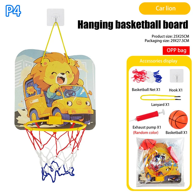 Kids Adjustable Basketball Stands Cute Cartoon Animals Shape Shooting Basket Indoor Outdoor Sport Training Board Game Children