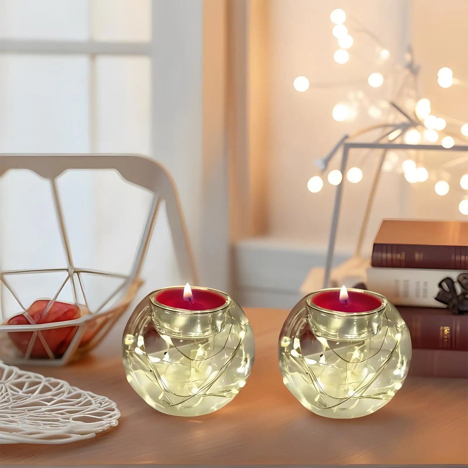 Floating Candle Holders Glass Heat Resistant Festive Table Centerpiece Christmas Tea Lights Candle Holder For Party Tree Wedding