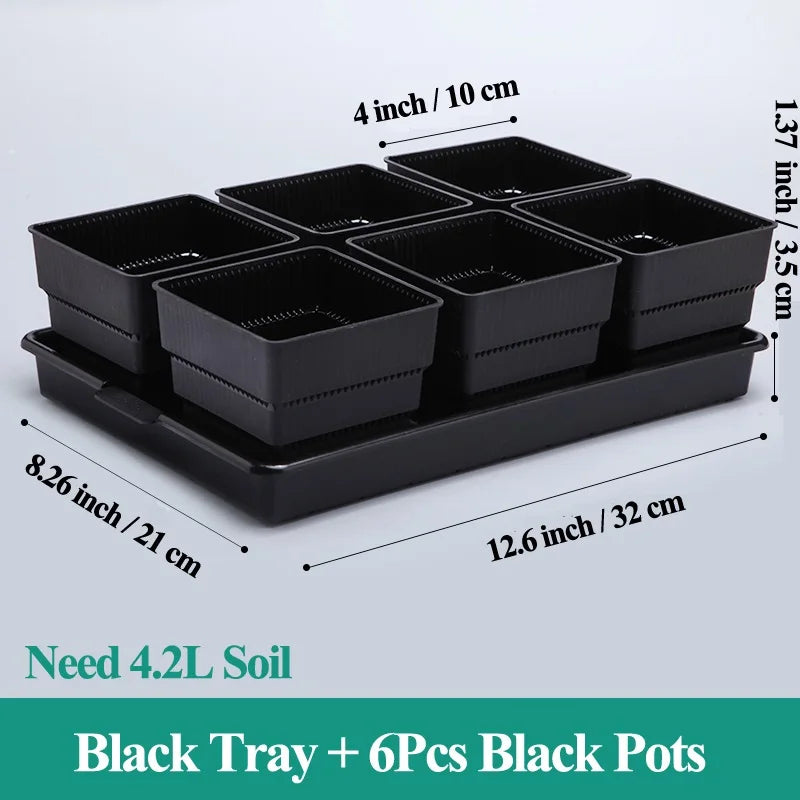 Meshpot Square Succulents Planter Pots With Tray Set,Nursery Pot Cactus Plant Pot Garden Plastic Pot Multi Size