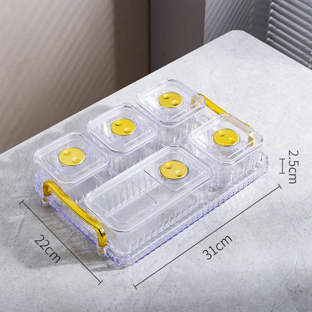 Platsic Caddy Serving Platter Condiment Tray Storage Container Dried Fruit Tray Fruit Snacks Serving Platter for Wedding Kitchen