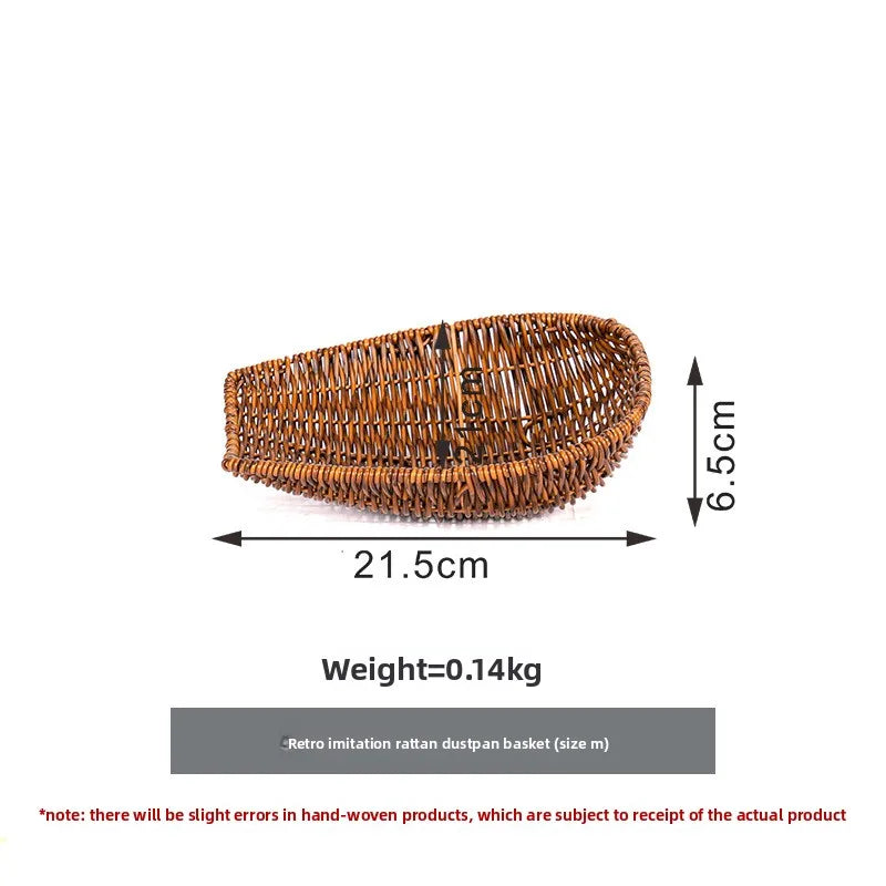 Imitation Rattan Woven  Dustpan Rectangular Vegetable and Fruit Storage Basket Supermarket Stationery Display  Merchandise