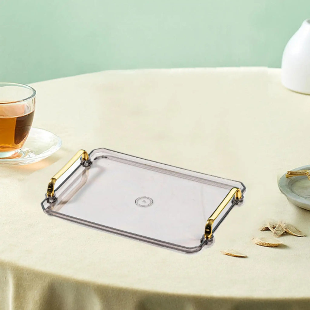 Rectangular Serving Tray with Handle Cosmetic Jewelry Dish Bathroom Decorative Tray Table Storage Organizer for Home Hotel