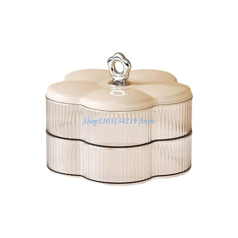 N5KC 2 Tiers Floral Snacks Tray Plastic Serving Dish For Candy Fruits Nut Home Kitchen Decoration Durable Storage Container