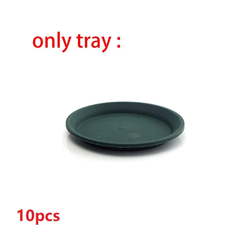 5/10pcs Green Plastic Plant Flower Pot Trays - Cute Garden Planter Tools for Growing Herbs, Succulents, and Nursery Plants E2