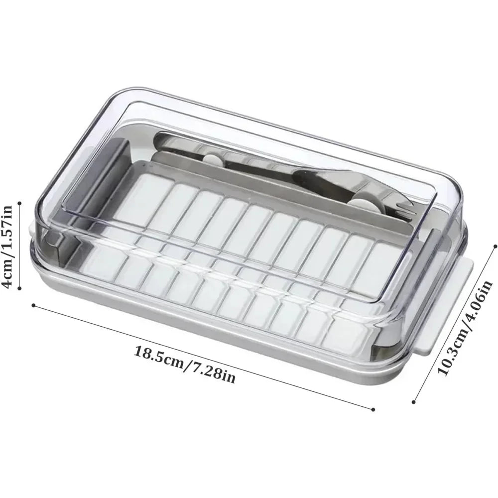 Butter Storage Box 2-in-1 Butter Dish with Clear Lid and Cutter Slicer Cutter Box Airtight Rectangular Butter Storage