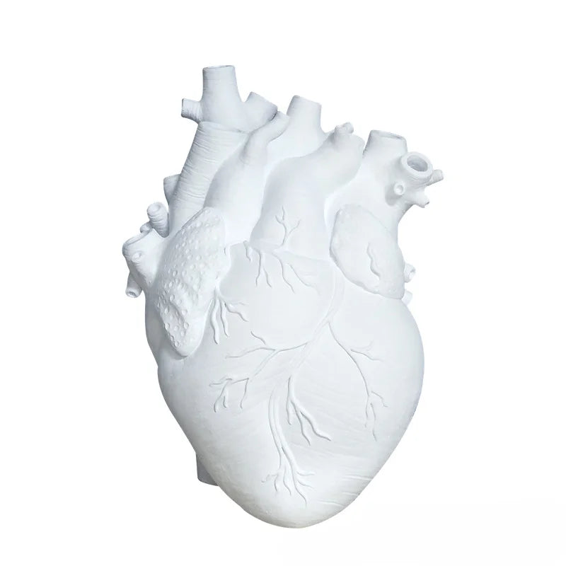 Black Anatomical Heart Vase Halloween Creative Heart Vase Resin Decorative Flower Vessel Modern Art Flower Vessel for Home Decor