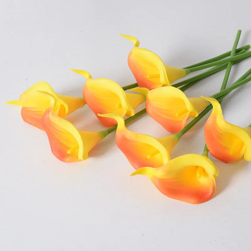 4pc 34cmpu Calla Lily Artificial Flower Color Fake Flower Arrangement Bonsai Material Home Living Room Table Floral Decoration
