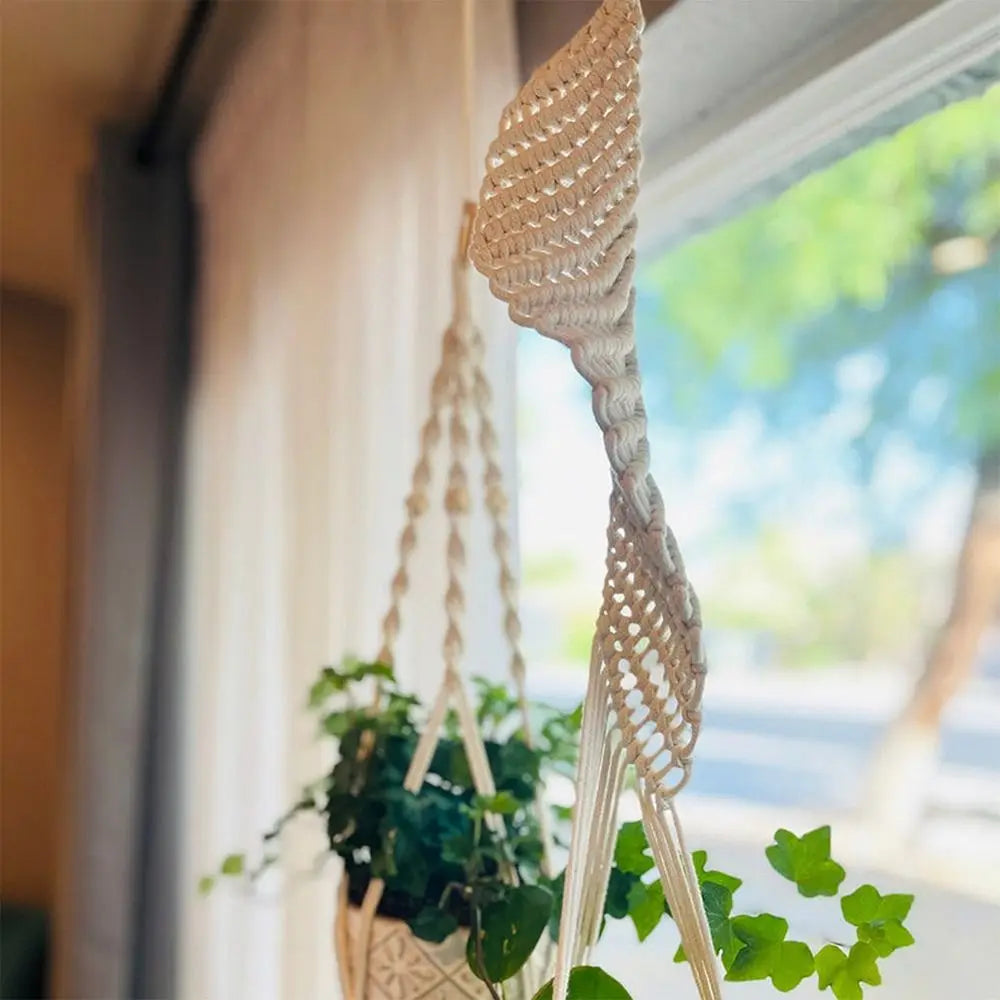 for Indoor Living Room Balcony Macrame Plant Hangers Handmade Garden Plant Pot Holder Decor Hanging Basket Beige Color