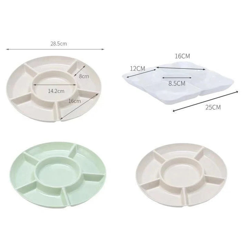 6-Compartment Food Storage Tray Fruit Snack Plate Appetizer Serving Platter