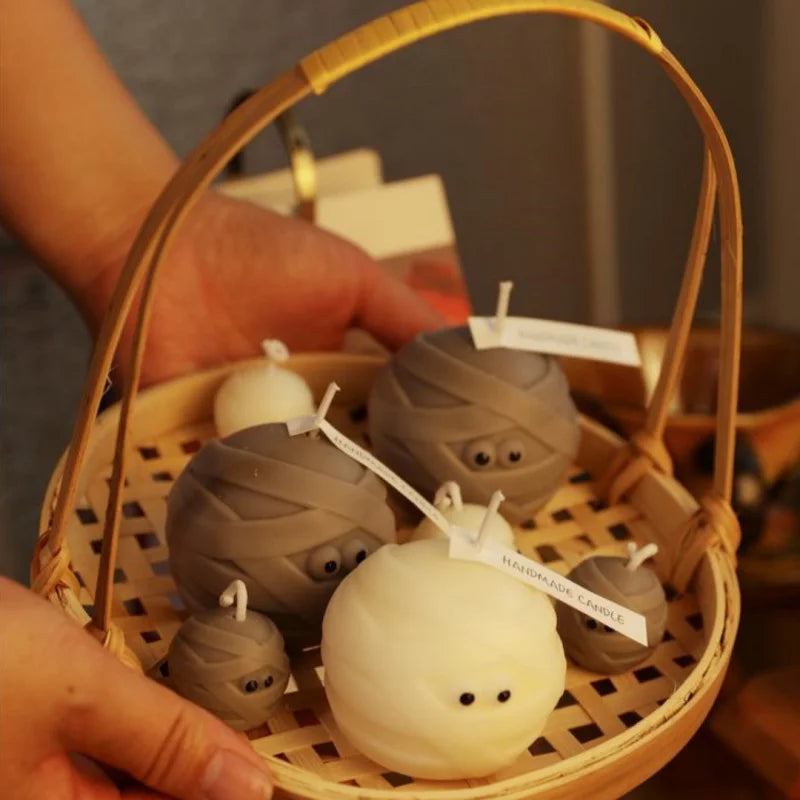 1pc Mummy Scented Candle Creative Bandage Shaped Candle Gift For Halloween Party Table Decorations Ornaments