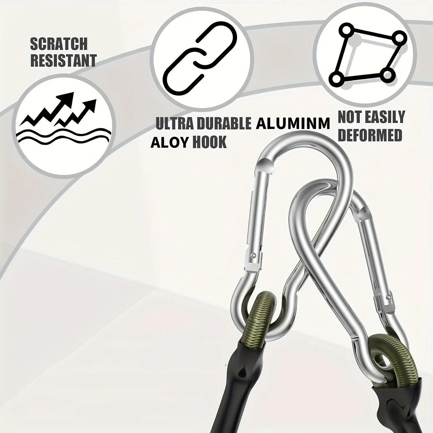 4 Heavy-Duty Rubber Belts with Metal Hooks, 13.78inch - Durable Black and Green, Perfect for Camping, Goods, Bicycles, Outdoor Tents, Luggage Racks, Camping Style Equipment |   Durable Rubber Strap |   Metal Hook Strap