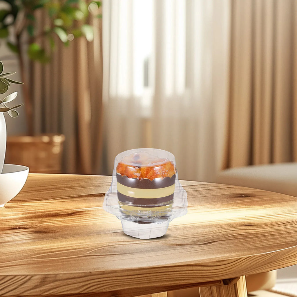 50Pcs Individual Cupcake Containers Clear Plastic Dome Lid Stackable Boxes Cake Carrier for Weddings Parties Events