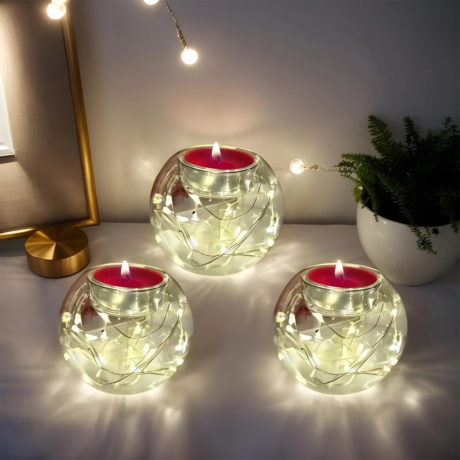 Floating Candle Holders Glass Heat Resistant Festive Table Centerpiece Christmas Tea Lights Candle Holder For Party Tree Wedding