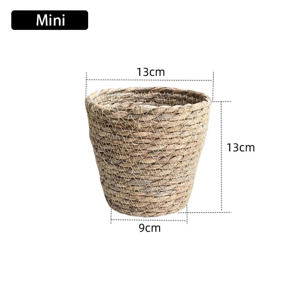 1Pcs For Garden Terraces Flower Pot Basket Rattan Straw Planter Basket Grass Woven Flowerpot Furniture Decoration Mini/S/M/L