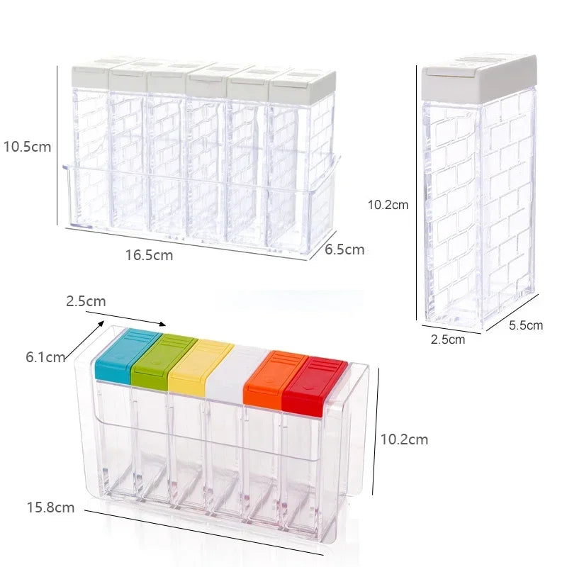 Transparent Spice Jar Set Salt and Pepper Seasoning Bottle Colorful Lid Kitchen Condiment Cruet Storage Container  Spice Rack
