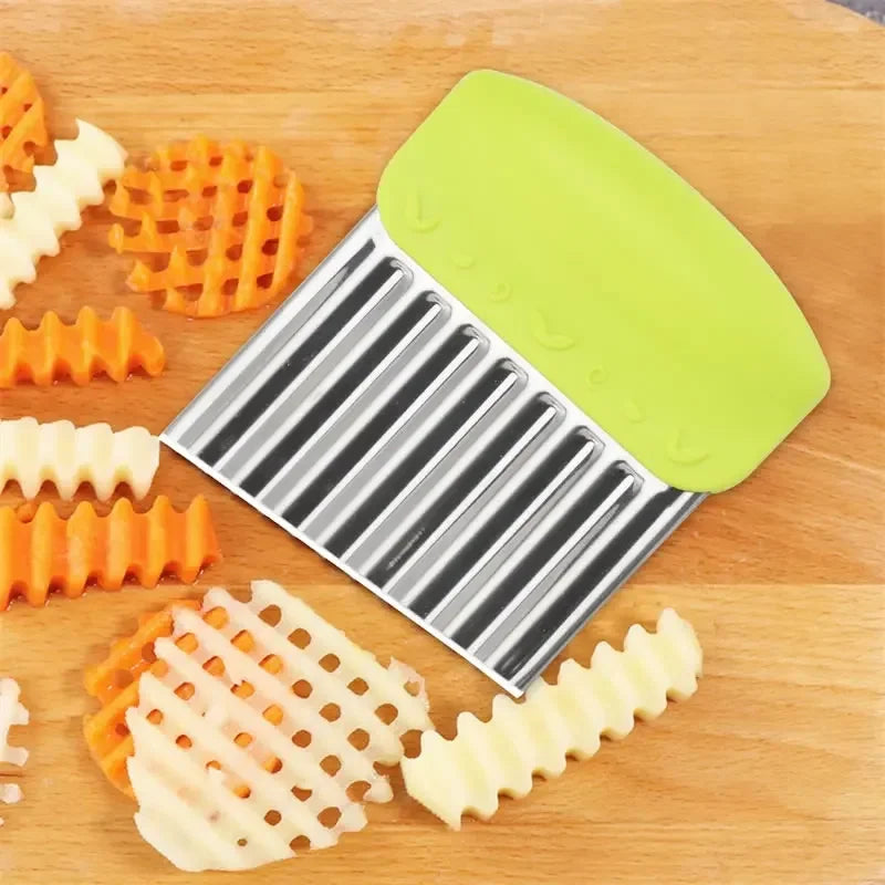 Potato Chip Slicer, Vegetable Fruit Cutter, Dough Chopper, French Fry Maker, Crinkle Wavy Kitchen Knife Tools Gadget
