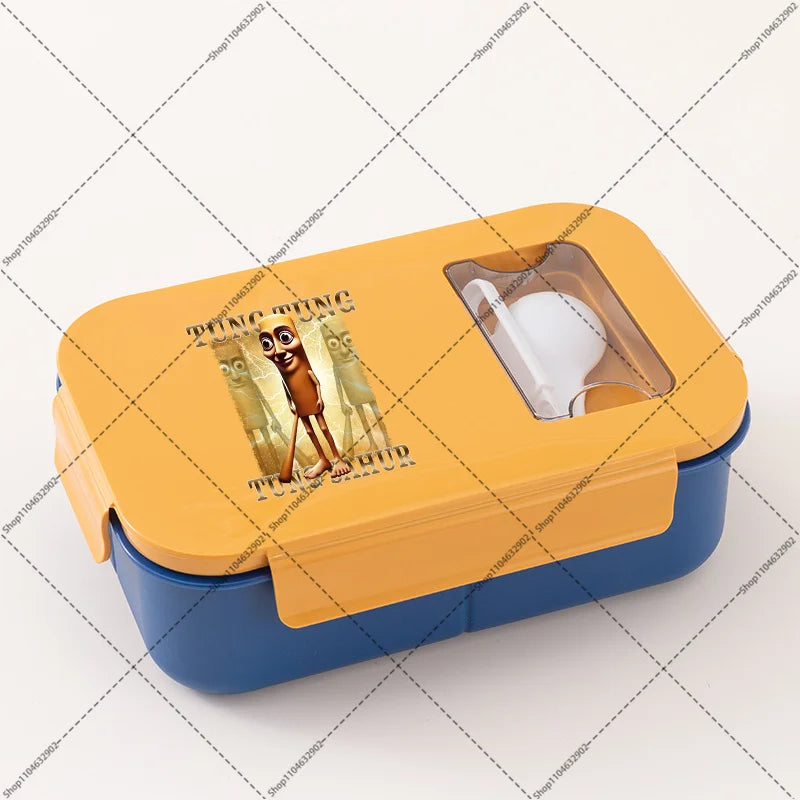 Italian Brainrot Lunchbox Cartoon Pattern Printed Bento Lunch Box Tung Tungtung Sahur Telala Funny Shark Food Storage Containers