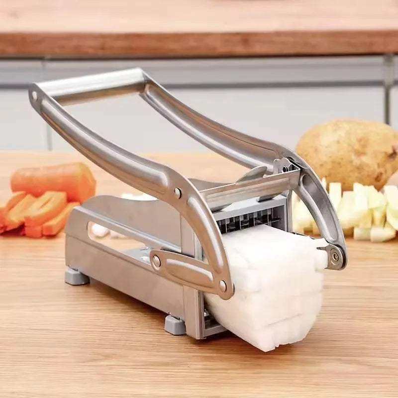 Professional Potato French Fry Cutter Machine with 2 Blades Stainless Steel Manual Vegetable Potato Slicer Kitchen Gadgets