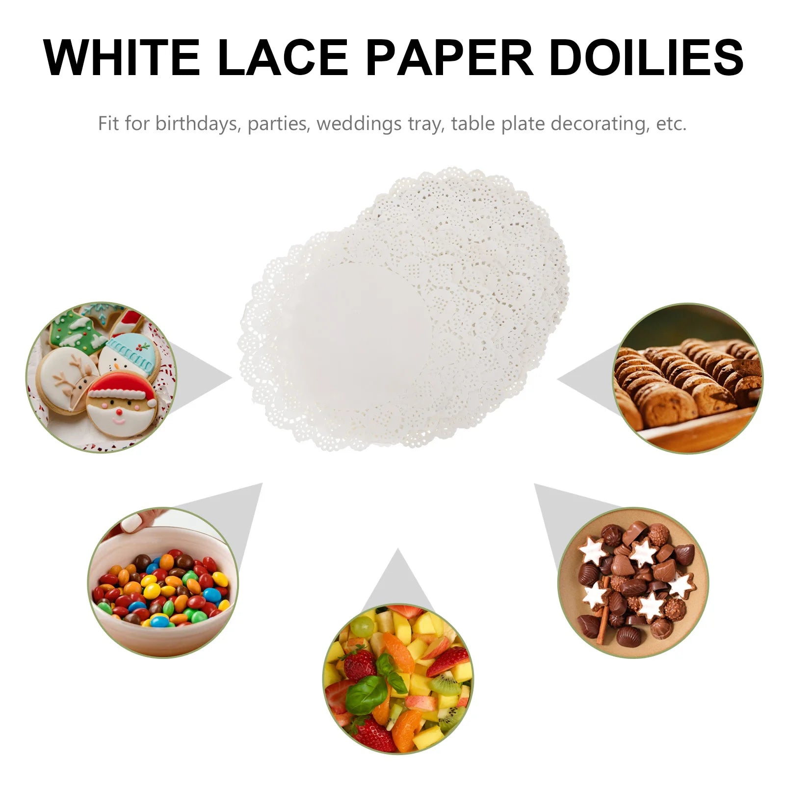 100Pcs 7.5 Inch White Cake Doilies Lace Paper Pads for Table Plate Decorating Wedding Coffee Bar Home Use Premium Round Liners