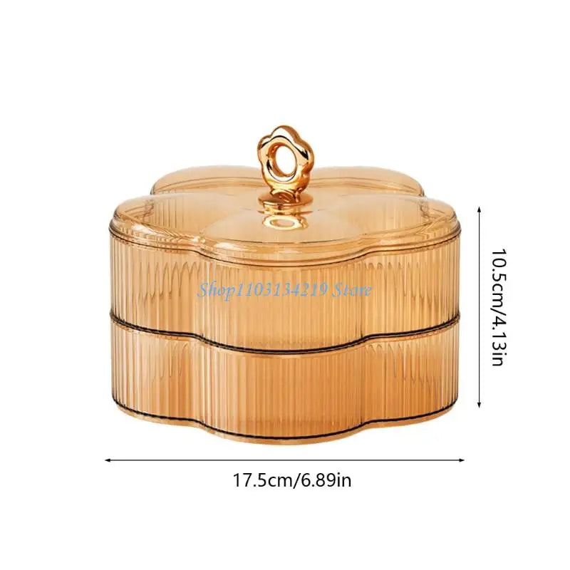 N5KC 2 Tiers Floral Snacks Tray Plastic Serving Dish For Candy Fruits Nut Home Kitchen Decoration Durable Storage Container
