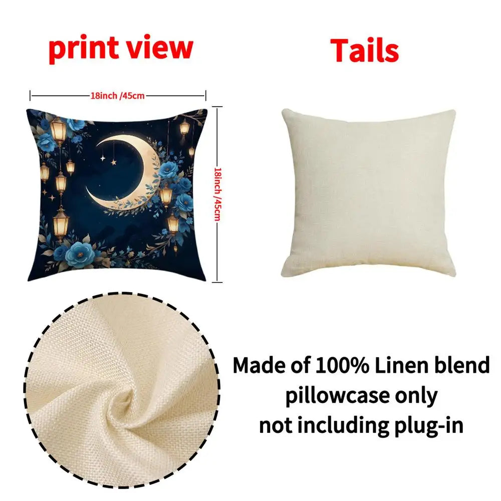 Eid Mubarak Pillowcase Decor for Home Sofa Cushion Cover Islamic Ramadan Kareem Decoration Mosque Muslim Pillow Cover Gifts