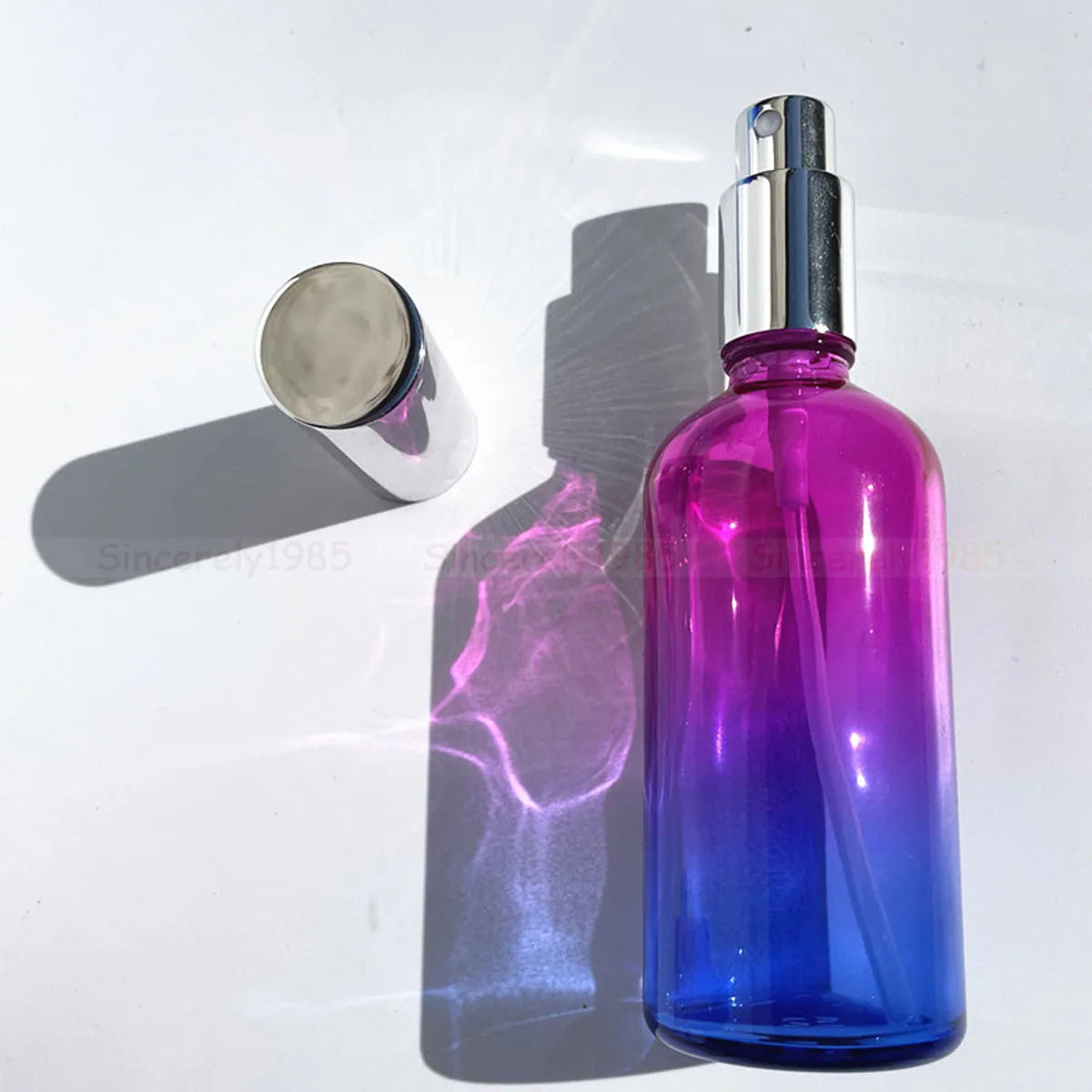 1X 3x 100ml Gradient Color glass bottle with Silver Perfume Sprayers, Essential Oil Glass Droppers, Serum Cream Pump