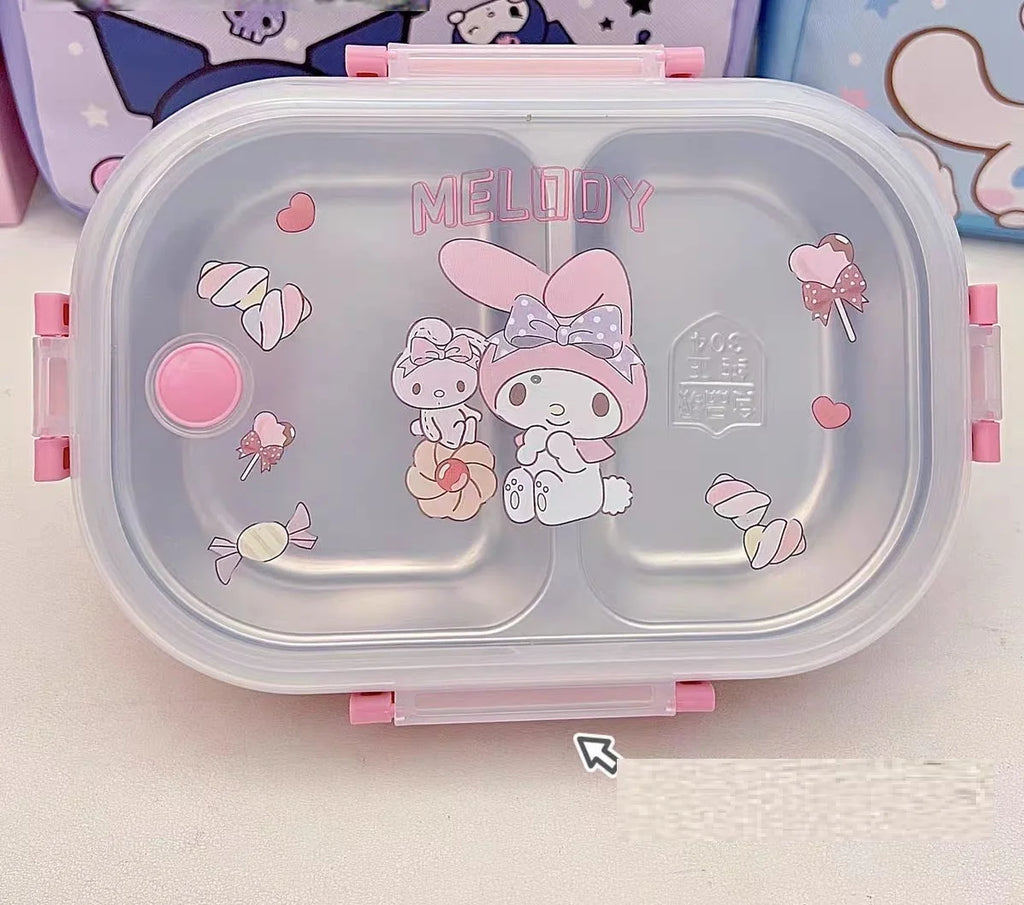 Sanrio Kuromi My Melody Cinnamoroll Sus Lunch Box Hit Product New Product Kawaii Cartoon Portable Large Capacity Outdoors Cute