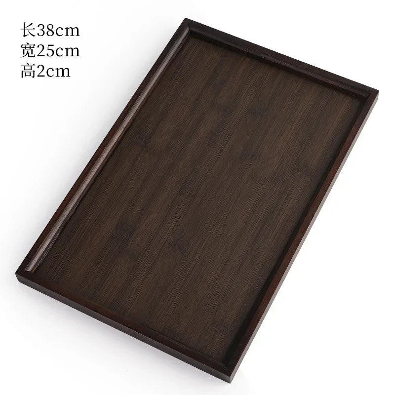 Wooden Bamboo Tray - Rectangular Serving Platter for Home & BBQ | Portable Tray for Bread & Pastries | Eco-Friendly Dining Plate