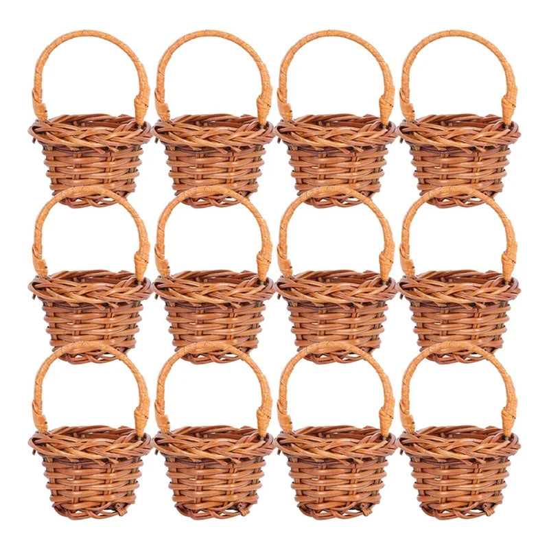 Mini Woven Baskets Miniature Flower Baskets Miniature Flower Baskets Small Easter Candy Gift Baskets-AT36