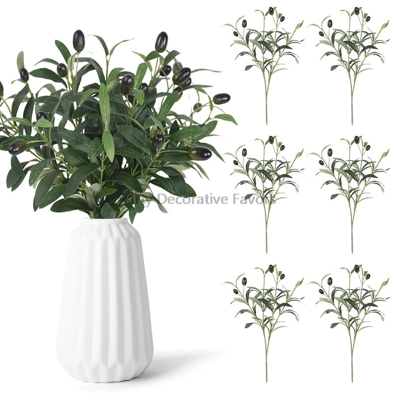 1/3/5Pcs Artificial Plant With Fake Fruit Olive Leaves Tree Branch For Home Garden Vase Decoration Wedding Bouquet Silk Flowers