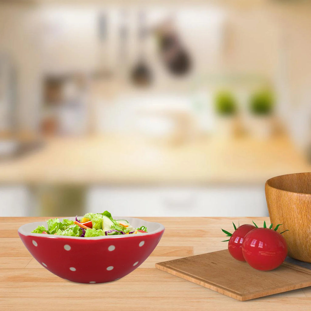 Ceramic Salad Bowl Mushroom Pattern Large Capacity for Food Storage Home Party Decoration Reusable Fruit Dessert Container