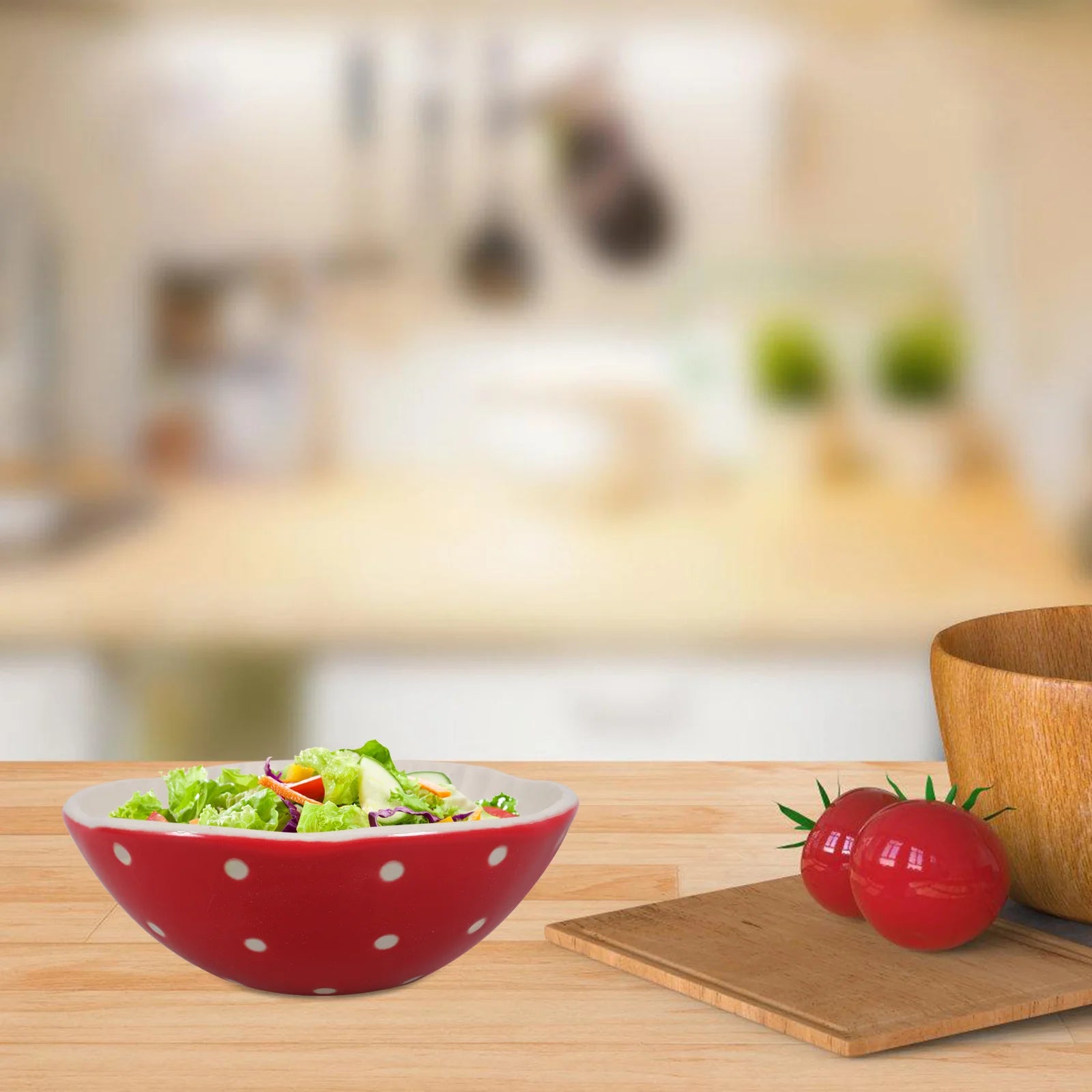 Ceramic Salad Bowl Mushroom Pattern Large Capacity for Food Storage Home Party Decoration Reusable Fruit Dessert Container