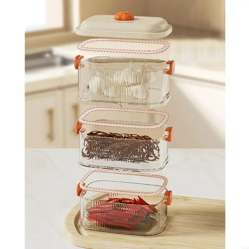Space Saving Stackable Kitchen Storage Container Airtights Seal Clear Jars for Spice Grains Storage 87HA