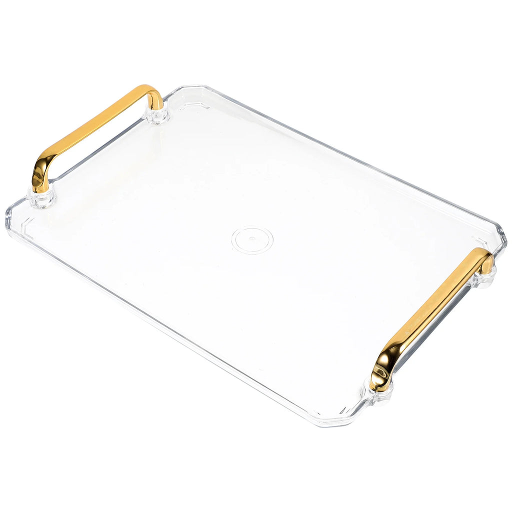 Rectangle Tray Transparent Small Storage Serving Tray for Coffee Tea Party Dessert Snacks Fruit Accessories Daily Use Household