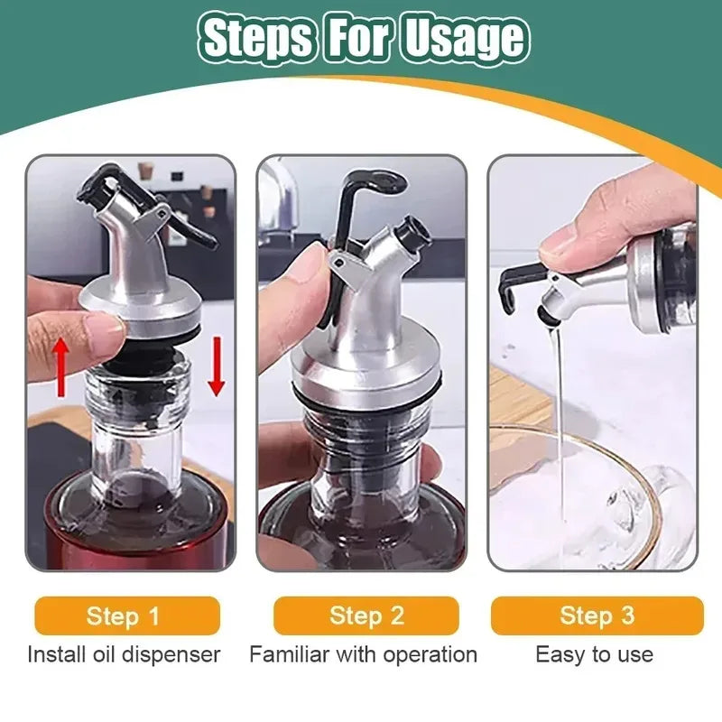 1-4Pcs Oil Bottle Stopper Cap Dispenser Sprayer Lock Wine Pourer Sauce Nozzle Liquor Leak-Proof Plug Bottle Stopper Kitchen Tool