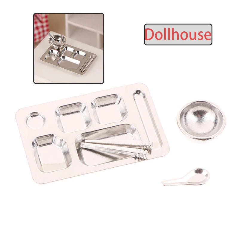 1/12 Dollhouse Dinner Plate Bowl Spoon Chopsticks Dollhouse Mini Kitchen Tableware Accessories Dolls House Decoration