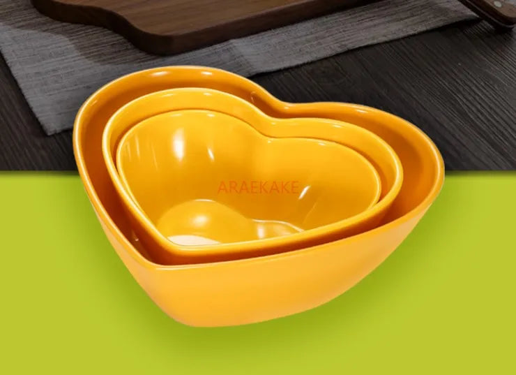 Medium love shaped bowl plastic melamine Dim sum tableware breakfast bowl dessert bowl fruit salad bowl